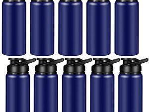 10 Pieces Aluminum Water Bottle 20 Oz Aluminum Reusable Bottles Lightweight Snap Lid Water Bottle Easy Carry Leak Proof Travel Bottles for Gym Sports Camping Hiking Fishing