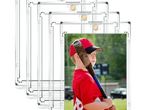 5 Pieces Acrylic Card Holder Acrylic Magnetic Card Holder 35 PT Clear Card Protectors for Baseball Football Sports Card Trading Cards Game Card Storage and Display (Golden Magnet)