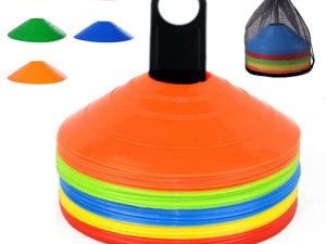 YOQXHY Soccer Cones (50 Pcs) Disc Cone Agility Training Sports Cone Plastic with Carry Bag & Holder for Kids Football Basketball Drills Field Markers