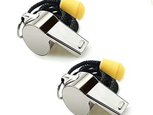 Tiplusta 2 Pcs Stainless Steel Sports Whistles with Lanyard