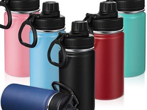 6 Pcs 14 oz Kids Water Bottle Insulated Stainless Steel Toddler Flask with Leak Proof Lid Double Walled Kids Water Cup for Kids