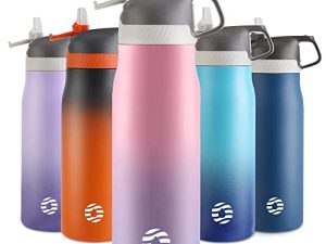 FJbottle Insulated Water Bottle with Straw Lid 20 oz - 25 oz Double Wall Vacuum Kids Water Bottle Stainless Steel Keeps Hot and Cold for Boys Girls School Sports Travel