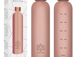 ARCANA Arc Bottle Water Bottle With Time Marker - Motivational Water Bottles With Times To Drink - BPA Free Frosted Plastic - Gym