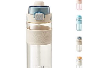 CMSH Sport Water Bottle 24oz&32oz large diameter flip top water bottle with Straw & Anti-scalding