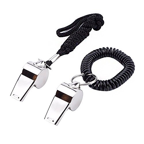 EBOOT Sports Coach Whistle with Lanyard and Stainless Steel Coach Whistle with Spiral Bracelet EBOOT Sports Coach Whistle with Lanyard and Stainless Steel Coach Whistle with Spiral Bracelet