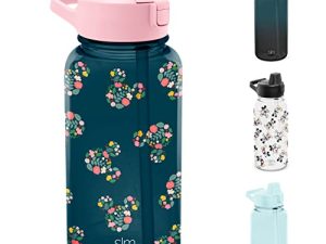 Simple Modern Disney 32oz Water Bottle with Push Button Silicone Straw Lid | BPA-Free Tritan Plastic Sports Bottle Reusable for Gym