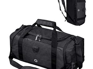 Gym Duffle Bag Backpack Waterproof Sports Duffel Bags Travel Weekender Bag for Men Women Overnight Bag with Shoes Compartment Black