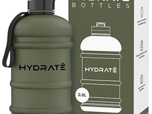 HYDRATE Water Bottle 1 Gallon XXL Jug BPA Free & Leakproof with Flip Cap