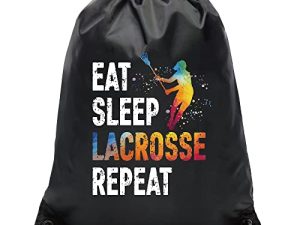 Pishovi Eat Sleep Lacrosse Repeat Drawstring Waterproof Backpack