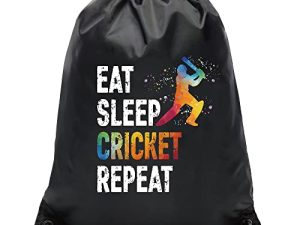 Pishovi Eat Sleep Cricket Repeat Drawstring Waterproof Backpack