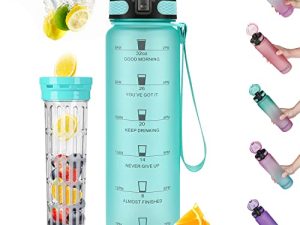 Opard 32oz Sports Water Bottle with Motivational Time Marker to Drink