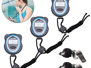 beiyoule 3 pcs Digital Stopwatch Timer w/ 2 Whistles