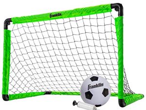 Franklin Sports Kids Mini Soccer Goal Set - Backyard/Indoor Mini Net and Ball Set with Pump - Portable Folding Youth Soccer Goal Set - Neon Green - 36" x 24" (60156)