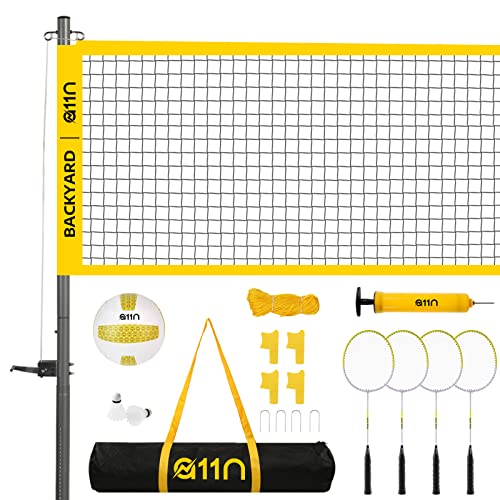 A11N Outdoor Volleyball and Badminton Combo Set - Includes Adjustable Height Anti-Sag Net A11N Outdoor Volleyball and Badminton Combo Set - Includes Adjustable Height Anti-Sag Net