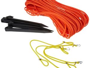 Park & Sun Sports Outdoor Volleyball Boundary Poly Cord Rope with Ground Stakes: 1/4" Wide Court Line Marker