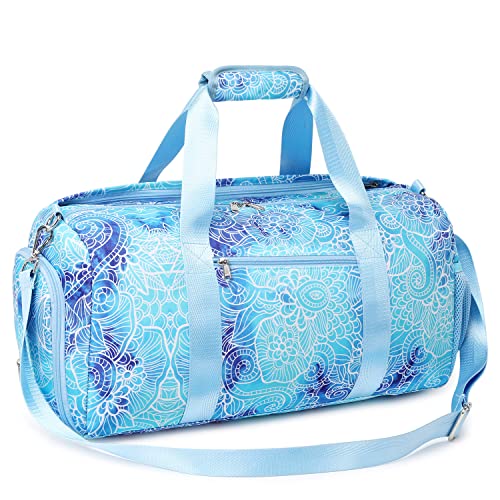 Girls Duffle Bag Weekender Duffel Sport Gym Bag with Shoe Compartment Wet Pocket for Women Girls Dance Bag (Blue Flower) Girls Duffle Bag Weekender Duffel Sport Gym Bag with Shoe Compartment Wet Pocket for Women Girls Dance Bag (Blue Flower)