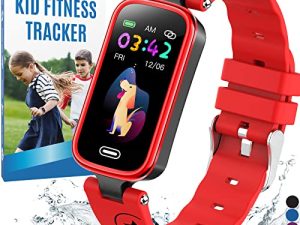 Inspiratek Kids Fitness Tracker for Age 5-16，2022 Upgraded Tracker Kids Watch，Waterproof Watch for Kids with Pedometer，Sleep Monitor & Calorie Counter，Fitness Watch for Kids Girls Boys Teen (Red)