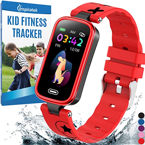 Inspiratek Kids Fitness Tracker for Age 5-16,2022 Upgraded Tracker Kids Watch,Waterproof Watch for Kids with Pedometer,Sleep Monitor & Calorie Counter,Fitness Watch for Kids Girls Boys Teen (Red) Inspiratek Kids Fitness Tracker for Age 5-16,2022 Upgraded Tracker Kids Watch,Waterproof Watch for Kids with Pedometer,Sleep Monitor & Calorie Counter,Fitness Watch for Kids Girls Boys Teen (Red)