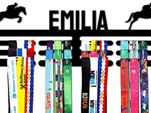Medal Hanger Holder Display Rack for Awards Ribbons - Personalized Sports Themed Ribbon Holder for Wall- Medal Hanger Display Award Rack - Custom Metal Hanger Display - Boy Girl Kid's Name - Made USA