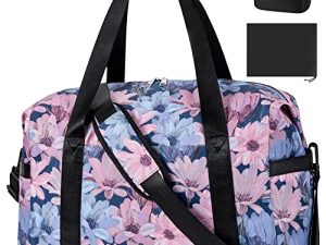 Gym Bag for Women Large Sports Travel Duffel Bag with Toiletry Bag Weekender Bags with Wet Pocket Carry On Overnight Bags for Women & Men 3pcs Set…