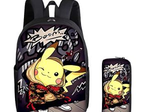 RUVNSR 2PCS Anime Backpack With Pencil Case 3D Printed Multifunction Backpacks Sports Daypack Travel Bag (16 INCH)