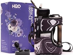 H2O Capsule Cube - 2.2L Half Gallon Water Bottle with Storage Sleeve