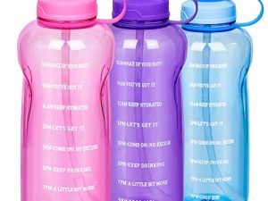 Large Motivational 64 OZ Water Bottle with Straw Time Marker