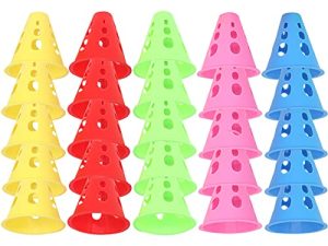 FZBNSRKO 20pcs Mixed Color Mini Sports Training Cones Training Cones for Kid Adult Plastic Windproof Roadblock Traffic Road Cones for Roller Skating and Skate Practice