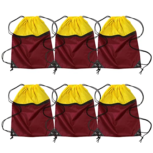 Sports Gym Bag Sack Cheerleading Cheerleader Drawstring Backpack 6 Pack Men Women 210D Polyester Available for Heat Pressing (Maroon/Yellow) Sports Gym Bag Sack Cheerleading Cheerleader Drawstring Backpack 6 Pack Men Women 210D Polyester Available for Heat Pressing (Maroon/Yellow)