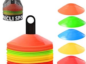 UNICLI Sports Soccer Cones for Drills - Easy-to-Carry Mini Cones with Stylish Mesh Bag and Holder for Sports - Set of 50 Small Cones Markers
