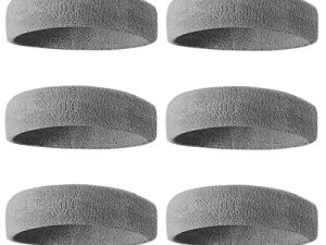 BEACE Sweatbands Sports Headband for Men & Women - 6PCS Moisture Wicking Athletic Cotton Terry Cloth Sweatband for Tennis