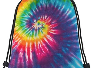 Beabes Tie Dye Drawstring Bags Backpack Bag Colorful Psychedelic Rainbow Colorful Abstract Pattern Art Design Sport Gym Sack Drawstring Bag String Bag Yoga Bag for Men Women Boys Girls