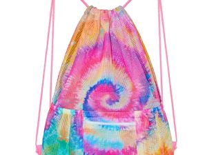 Mesh Drawstring Bag with Zipper Pocket