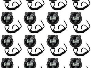 TOODOO 16 Pieces Digital Stopwatch Timer Multi Function Stopwatch Plastic Large Display Waterproof Stopwatch Date Time Alarm Black Watch Timer with Lanyard for Sports Fitness Referees
