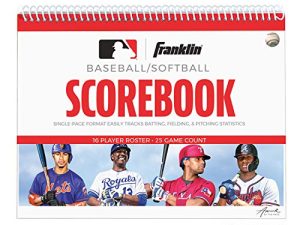 Franklin Sports Baseball + Softball Scorebook - Score Keeping Book for Stats + Coaching - Official Baseball + Softball Scorekeeper Book - 25 Game Book
