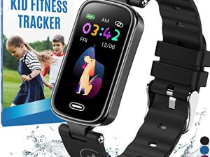 Inspiratek Kids Fitness Tracker for Age 5-16，2022 Upgraded Tracker Kids Watch，Waterproof Watch for Kids with Pedometer，Sleep Monitor & Calorie Counter，Fitness Watch for Kids Girls Boys Teen (Black)