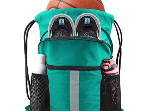 BeeGreen Drawstring Backpack Bag with Shoe Compartment String Cinch Sackpack for Unisex