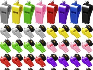 Yunsailing 32 Pack Plastic Whistles with Lanyard