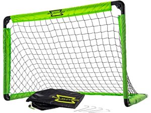 Franklin Sports Portable Mini Soccer Goal - Folding Indoor + Outdoor Kids Mini Soccer Net with Carry Bag - Plastic Backyard Youth Goal with Ground Stakes - 36" x 24"