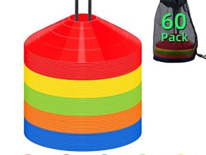 60 Pack，Agility Soccer Cones with Carry Bag and Holder for Training，sports cones