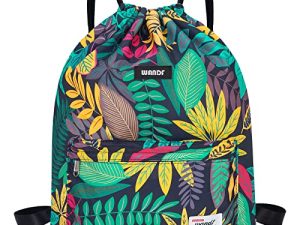 Drawstring Backpack String Bag Sackpack Cinch Water Resistant Nylon for Gym Shopping Sport Yoga by WANDF