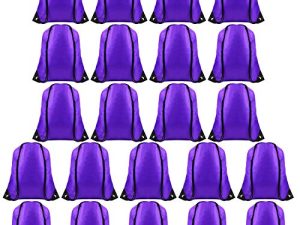 FEPITO 22 Pack Drawstring Bags String Backpack Bulk School Backpack Bag Sack Cinch Bag Sport Bags for Gym Traveling (Purple)