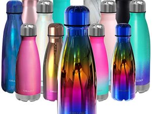 CHILLOUT LIFE Stainless Steel Water Bottle for Kids School: 12 oz Double Wall Insulated Cola Bottle Shape for Cold and Warm Drinks
