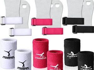Civaner 3 Pairs Gymnastics Grips Wristbands Sets Athletic Gymnastics Bar Grips Hand Grips for Girls Kids Youth Sweat Wrist Bands Sports Accessories for Basketball Football Tennis