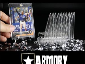 ARMORY 12-Pack Acrylic Stands Clear | Mini Coin Display Easel for Displaying One Touch Magnetic Trading Card Holders
