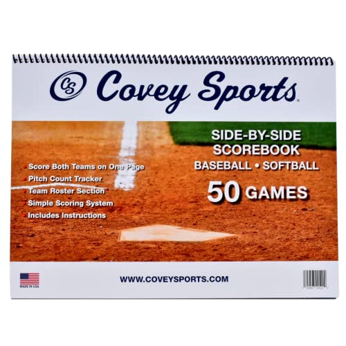 Covey Baseball Softball Scorebook Side by Side Format - (50 Games) - Score Keeping Book with Sheets Designed to Make Baseball and Softball Scoring Easier for The Score Keeper Covey Baseball Softball Scorebook Side by Side Format - (50 Games) - Score Keeping Book with Sheets Designed to Make Baseball and Softball Scoring Easier for The Score Keeper
