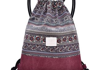 SunForMorning Canvas Drawstring Backpack String Bag Sackpack for Gym Shopping Sports Yoga