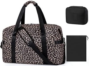 Gym Bag for Women Large Sports Travel Duffel Bag with Toiletry Bag Weekender Bags with Wet Pocket Carry On Overnight Bags for Women & Men 3pcs Set…