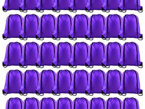 KUUQA 40Pcs Purple Drawstring Backpack Bag Bulk Sack Drawstring Bags Bulk String Bags Storage Bags for Sport Gym Traveling