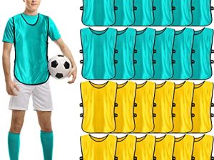 Geyoga 24 Pcs Kids Scrimmage Vest Soccer Pinnies Training Pennies Football Jerseys Youth Team Practice Vests Sports Bibs